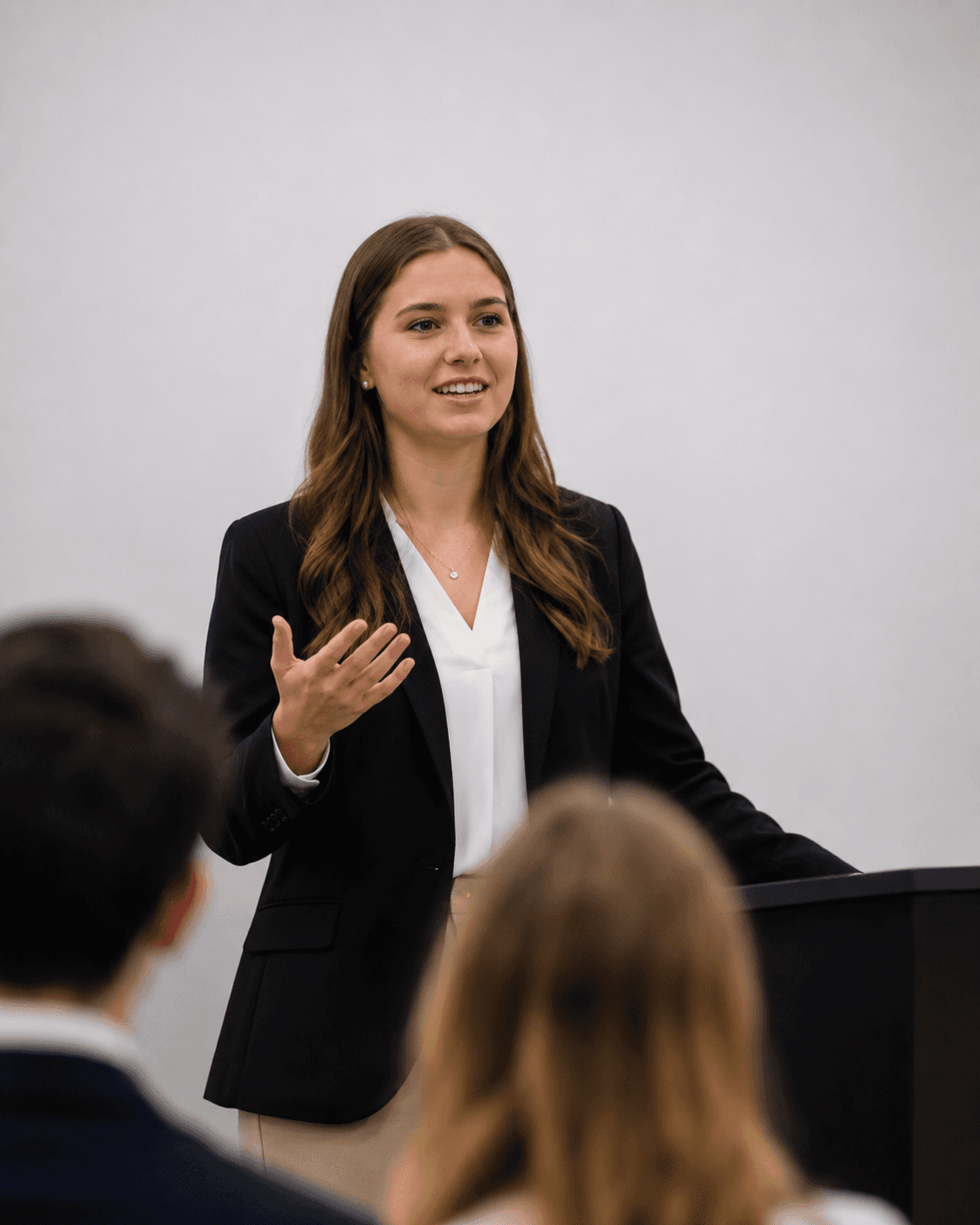 Rhetrix coach Noah Bryant at a student public speaking session